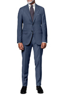 Image of a Mid-Blue Worsted Sharkskin Merino Wool Blazers Fabric