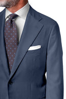 Image of a Mid-Blue Worsted Sharkskin Merino Wool Blazers Fabric