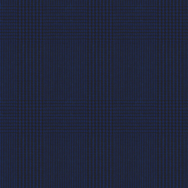 Image of a Midnight-Blue & Black Dobby Checks Cotton Stretch Chinos Fabric