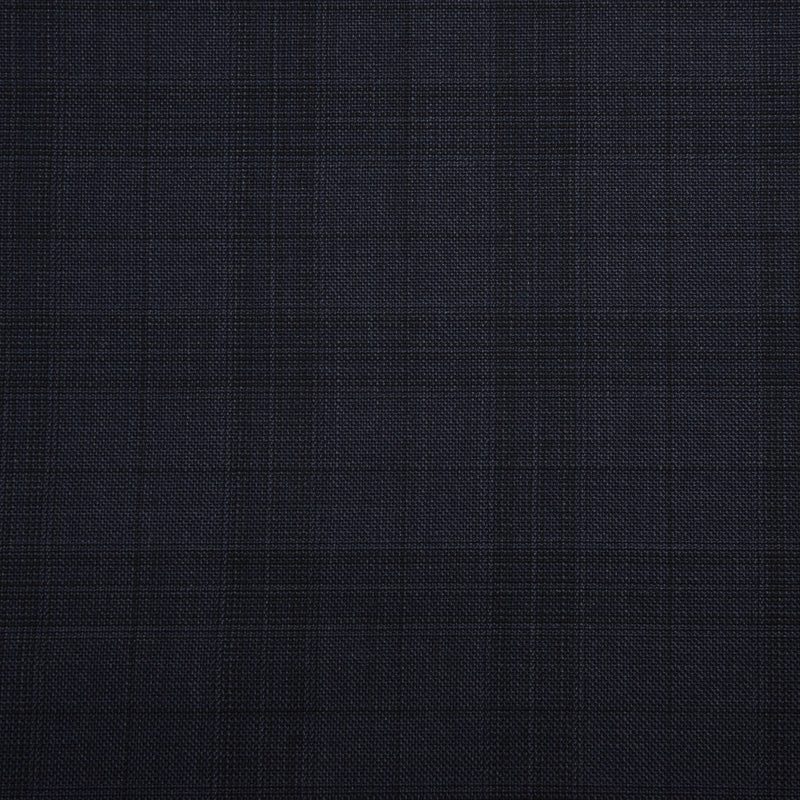 Image of a Midnight-Blue & Black Worsted Checks Merino Wool Suiting Fabric