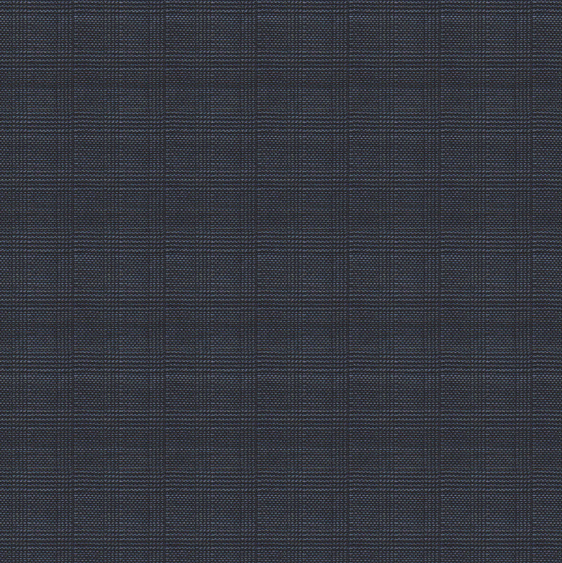 Image of a Midnight-Blue & Black Worsted Checks Merino Wool Suiting Fabric