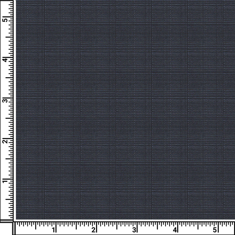 Image of a Midnight-Blue & Black Worsted Checks Merino Wool Suiting Fabric