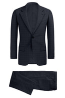 Image of a Midnight-Blue & Black Worsted Checks Merino Wool Suiting Fabric