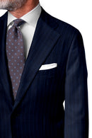 Image of a Midnight-Blue & Blue Flannel Stripes Merino Wool Suiting Fabric