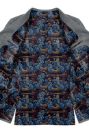 Image of a Midnight-Blue & Blue Satin Prints Poly Viscose Lining Fabric