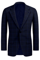 Image of a Midnight-Blue & Blue Worsted Checks Merino Wool Blazers Fabric