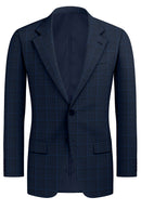 Image of a Midnight-Blue & Blue Worsted Checks Merino Wool Blazers Fabric