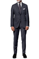 Image of a Midnight-Blue & Brown Worsted Checks Merino Wool Blazers Fabric