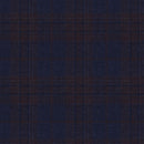 Image of a Midnight-Blue & Brown Worsted Checks Merino Wool Blazers Fabric