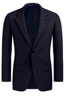 Image of a Midnight-Blue & Brown Worsted Checks Merino Wool Blazers Fabric