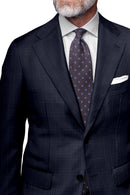 Image of a Midnight-Blue & Burgundy Worsted Checks Merino Wool Blazers Fabric