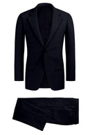 Image of a Midnight-Blue & Charcoal Worsted Checks Merino Wool Suiting Fabric