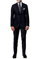 Image of a Midnight-Blue & Charcoal Worsted Checks Merino Wool Suiting Fabric