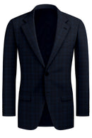 Image of a Midnight-Blue & Green Worsted Checks Merino Wool Blazers Fabric