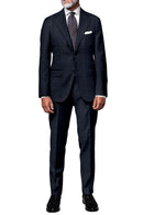 Image of a Midnight-Blue & Green Worsted Checks Merino Wool Blazers Fabric