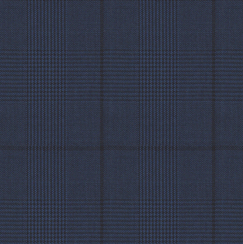Image of a Midnight-Blue & Navy-Blue Worsted Checks Merino Wool Suiting Fabric