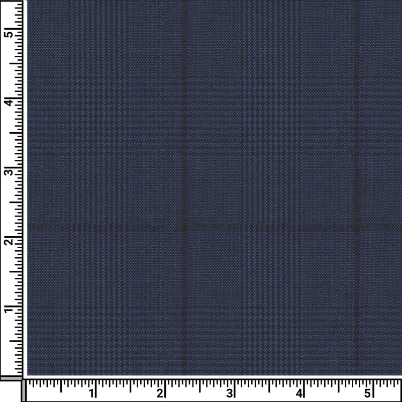 Image of a Midnight-Blue & Navy-Blue Worsted Checks Merino Wool Suiting Fabric