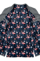 Image of a Midnight-Blue & Pink Satin Prints Poly Viscose Lining Fabric
