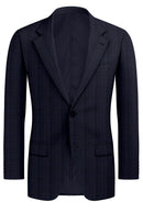 Image of a Midnight-Blue & Purple Worsted Checks Merino Wool Blazers Fabric