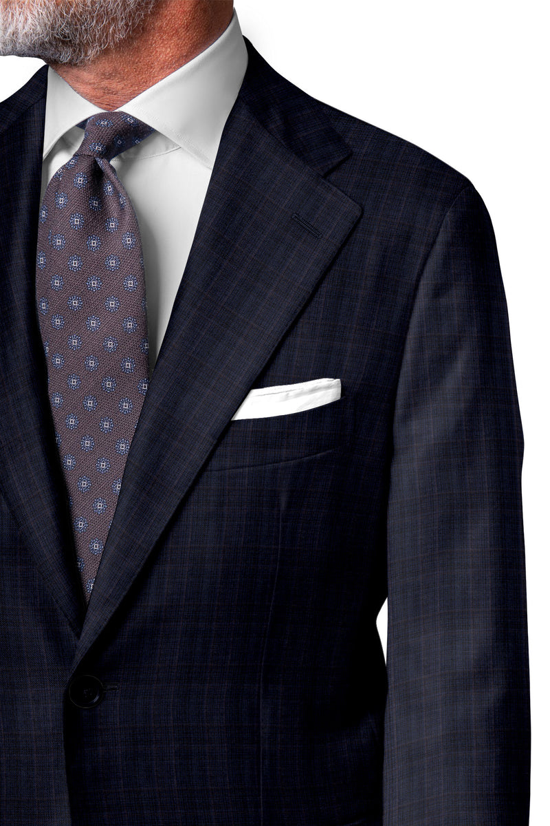 Image of a Midnight-Blue & Purple Worsted Checks Merino Wool Blazers Fabric