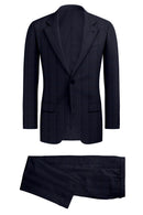 Image of a Midnight-Blue & Purple Worsted Checks Merino Wool Suiting Fabric