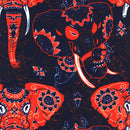 Image of a Midnight-Blue & Red Satin Prints Poly Viscose Lining Fabric