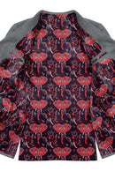 Image of a Midnight-Blue & Red Satin Prints Poly Viscose Lining Fabric