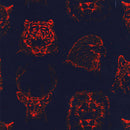 Image of a Midnight-Blue & Red Satin Prints Poly Viscose Lining Fabric