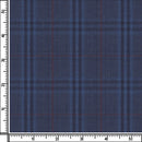 Image of a Midnight-Blue & Red Worsted Checks Merino Wool Pants Fabric