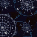 Image of a Midnight-Blue & Silver Satin Prints Poly Viscose Lining Fabric