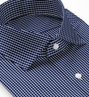 Image of a Midnight-Blue & White Twill Checks Giza Cotton Shirting Fabric