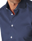 Image of a Midnight-Blue & White Twill Checks Giza Cotton Shirting Fabric