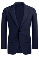 Image of a Midnight-Blue & White Worsted Checks Merino Wool Blazers Fabric