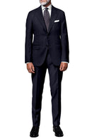 Image of a Midnight-Blue & White Worsted Checks Merino Wool Pants Fabric