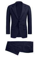 Image of a Midnight-Blue & White Worsted Checks Merino Wool Suiting Fabric