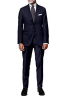 Image of a Midnight-Blue & White Worsted Stripes Merino Wool Blazers Fabric