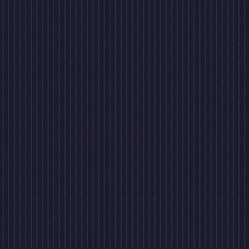 Image of a Midnight-Blue & White Worsted Stripes Merino Wool Suiting Fabric
