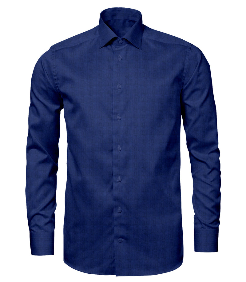 Image of a Midnight-Blue Oxford Micropattern Cotton Linen Blend Shirting Fabric