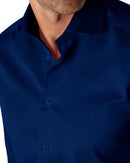 Image of a Midnight-Blue Oxford Micropattern Giza Cotton Shirting Fabric