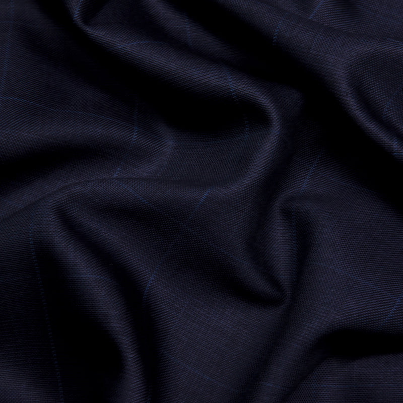 Image of a Midnight-Blue Worsted Checks Merino Wool Blazers Fabric