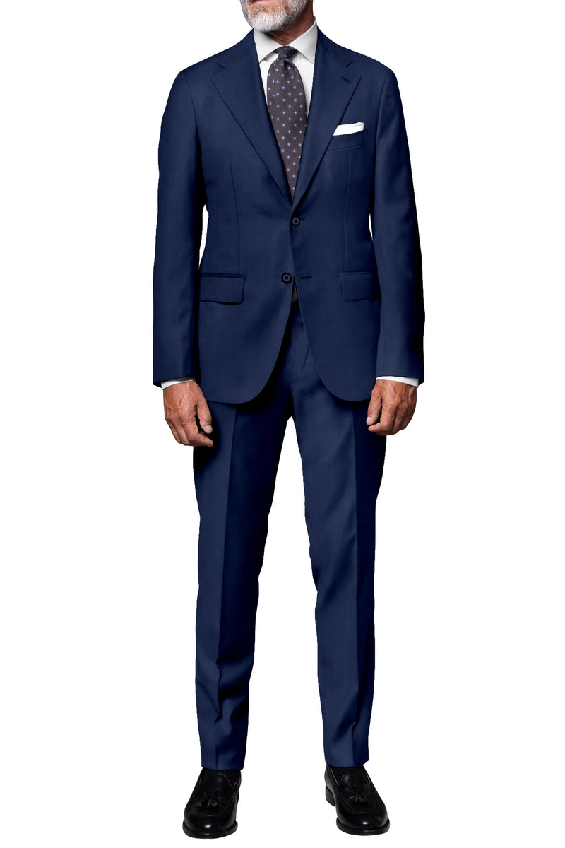 Image of a Midnight-Blue Worsted Shark Skin Merino Wool Suiting Fabric
