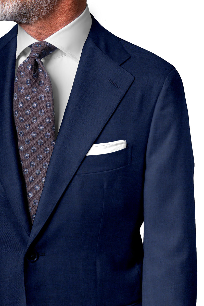 Image of a Midnight-Blue Worsted Shark Skin Merino Wool Suiting Fabric