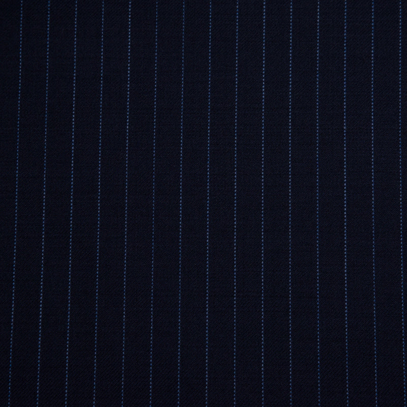 Image of a Midnight-Blue Worsted Stripes Merino Wool Suiting Fabric