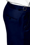 Image of a Midnight-Blue Worsted Twill Merino Wool Pants Fabric