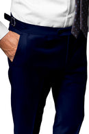 Image of a Midnight-Blue Worsted Twill Merino Wool Pants Fabric
