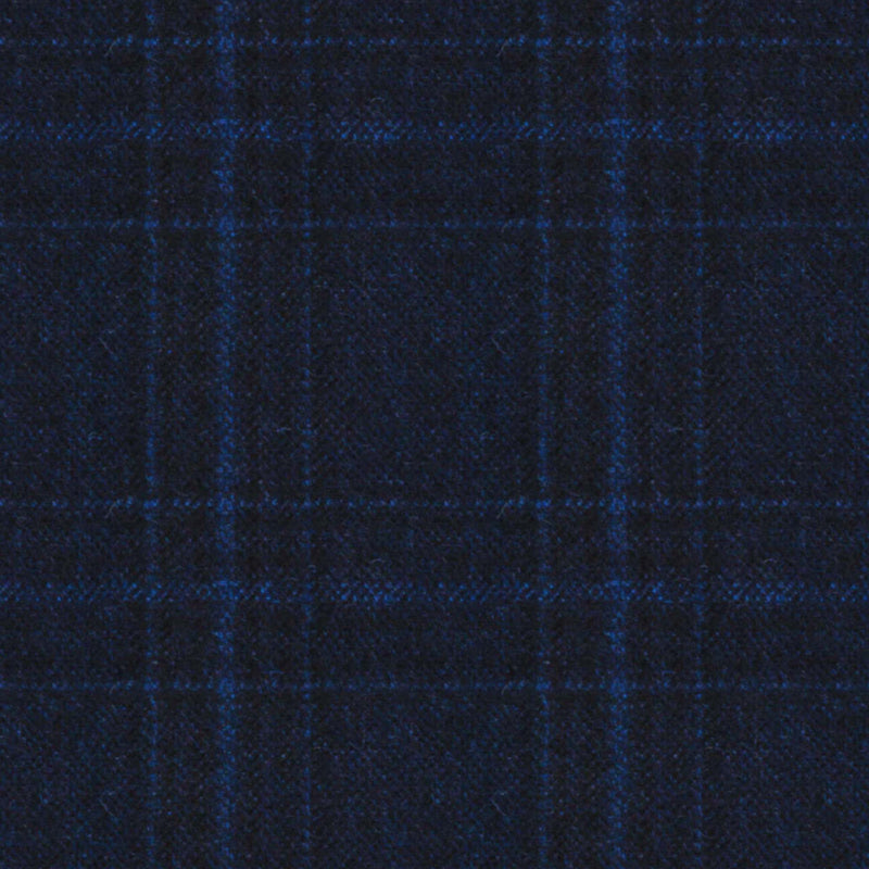 Image of a Navy-Blue & Blue Flannel Checks Merino Wool Pants Fabric