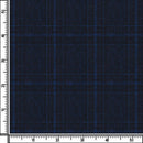 Image of a Navy-Blue & Blue Flannel Checks Merino Wool Suiting Fabric