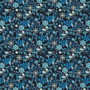 Image of a Navy-Blue & Blue Satin Prints Giza Cotton Shirting Fabric