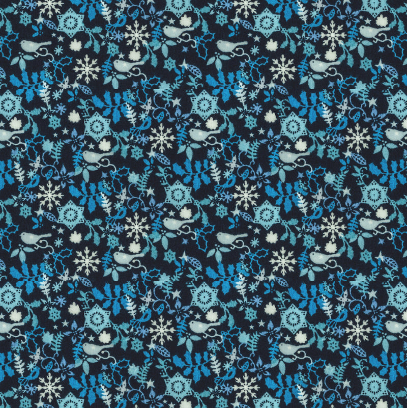 Image of a Navy-Blue & Blue Satin Prints Giza Cotton Shirting Fabric