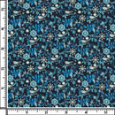 Image of a Navy-Blue & Blue Satin Prints Giza Cotton Shirting Fabric